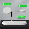 3 in 1 Wireless Charging Station Magnetic Charger for IPhone 16 15 14 13 12 Series,Apple Watch Airpods with Dimmable Night Light