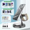 Magnetic Desk Wireless Charger Stand, Fast Charger Travel Dock for IPhone 16 15 14 13 12 Pro Max & Airpods 3 2 1 & Iwatch 7 8 9