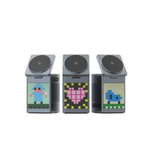 Bluetooth Speaker with 3-in-1 Wireless Charging Station, Qi2 Certified for MagSafe, Bedside & Desk Cube Charger with Alarm Clock