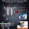 Aluminum Motorcycle Phone Mount Holder with Vibration Dampener & High-Speed Secure Lock for 6"-7.2" Phone